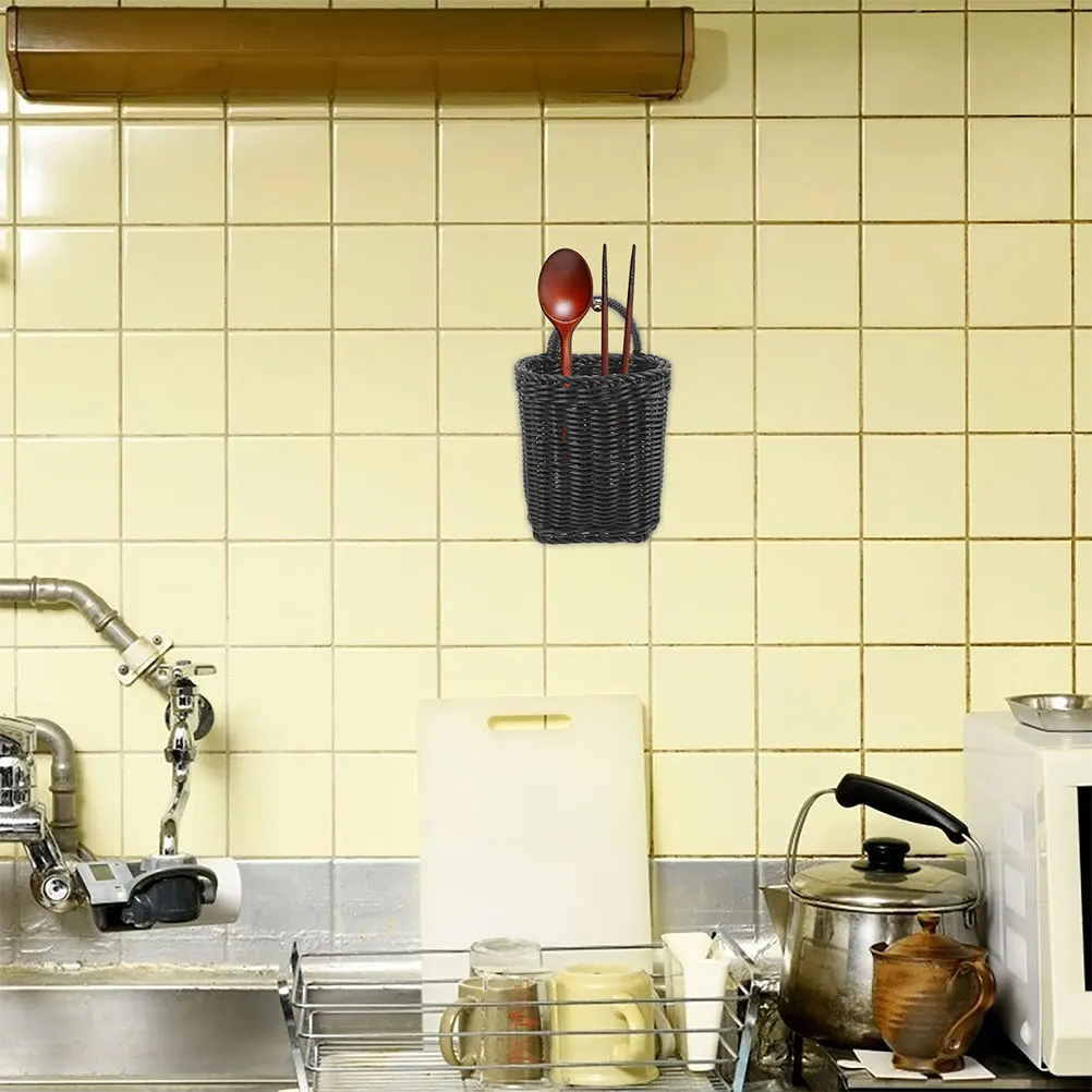 

2pcs Rattan Hanging Basket for Kitchen Bathroom Wall Mounted Storage Baskets Woven Fruit Vegetable Retro Wall