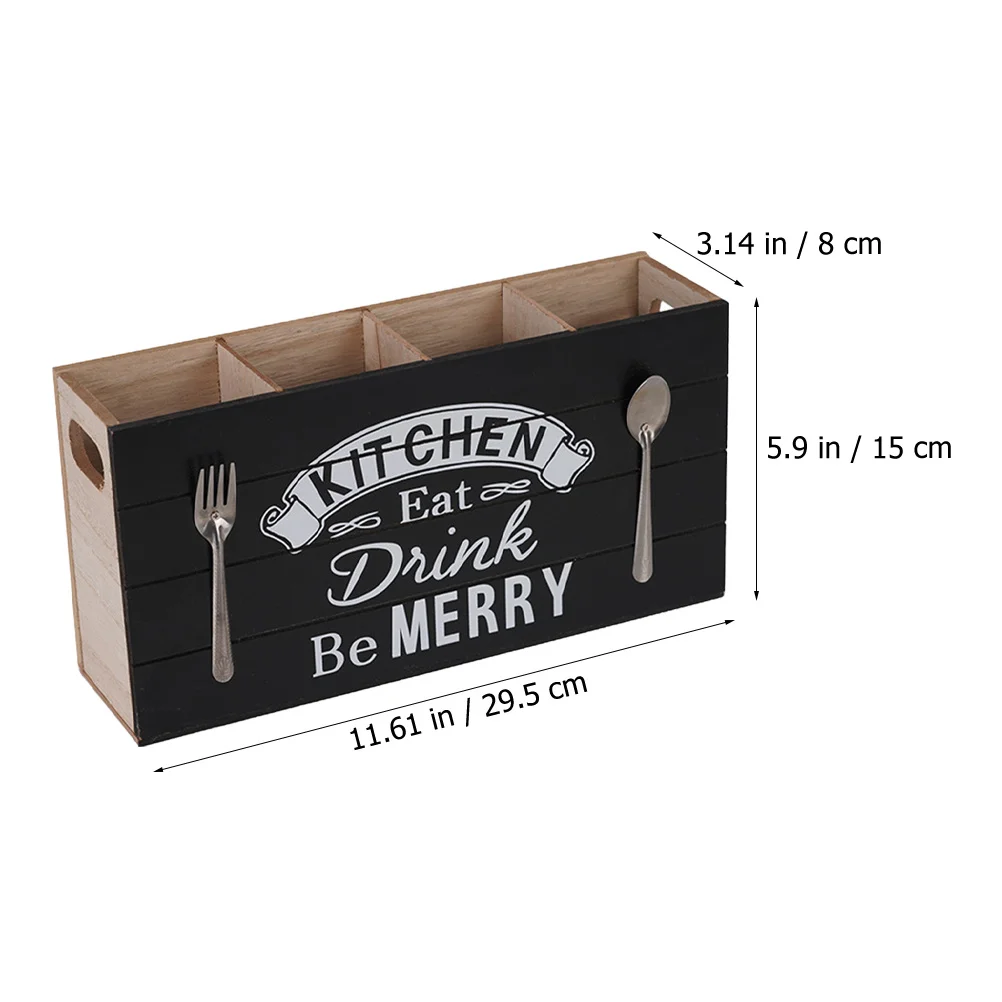 

Wooden Kitchen Cutlery Holder Rustic Style Utensil Organizer Countertop Silverware Storage Holder Utensil Organizer