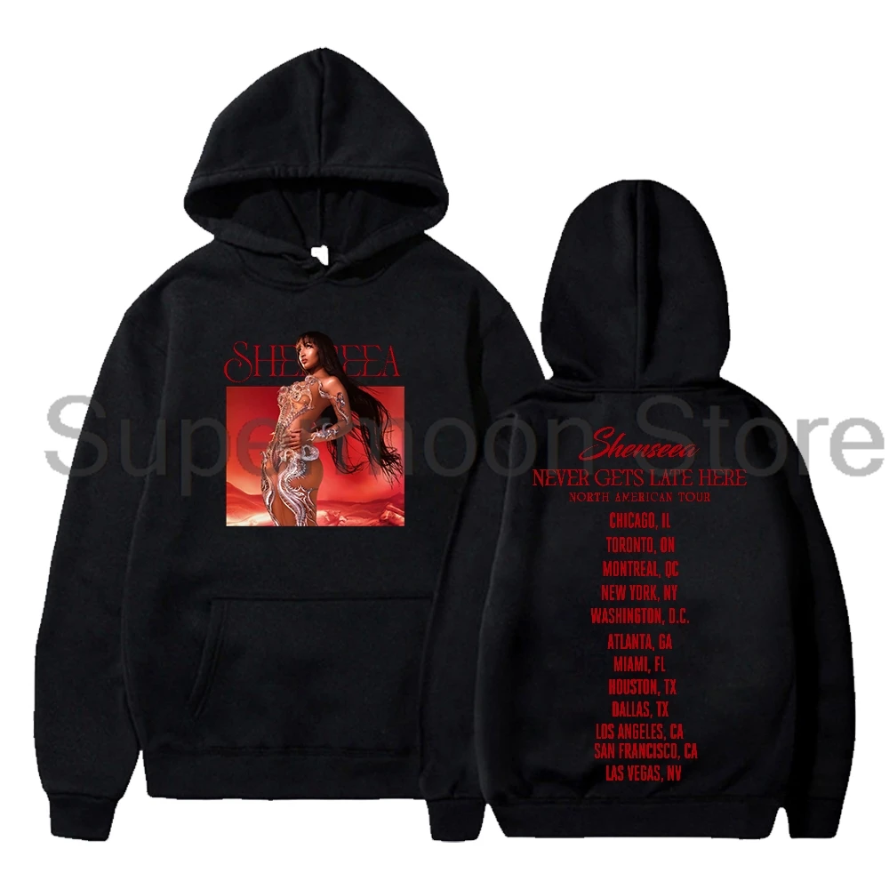 Shenseea Merch Hoodie 2024 Never Gets Late Here North American Tour Long Sleeve Streetwear Men Women Hooded Sweatshirt