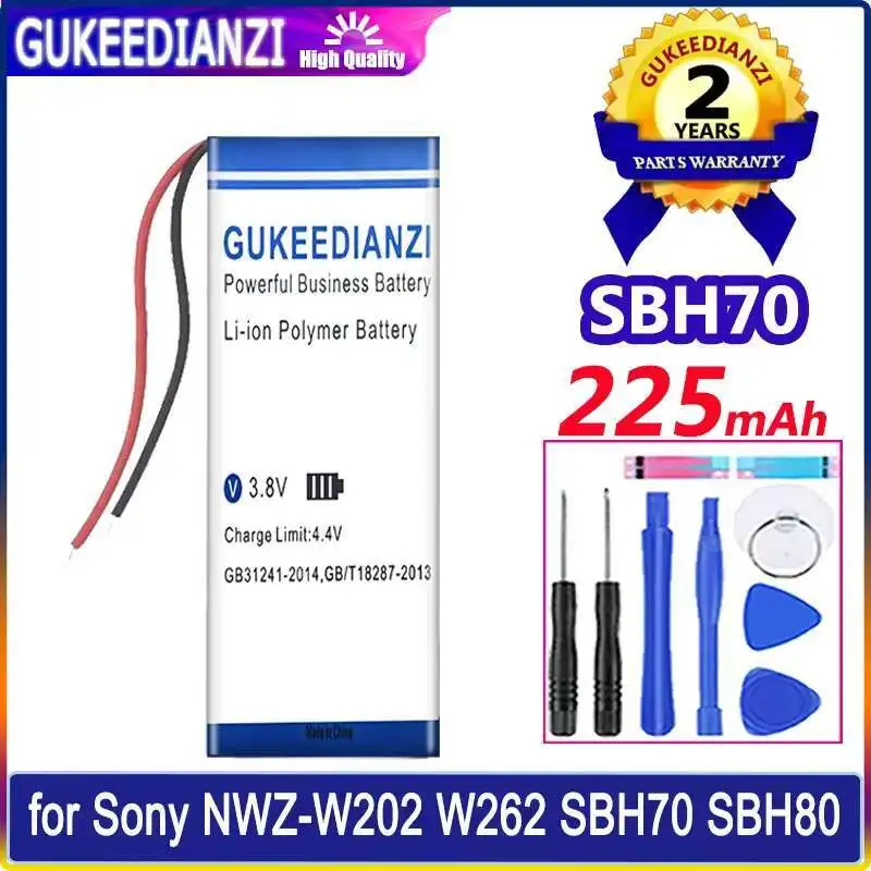 Долговечный аккумулятор для наушников емкостью 225 мАч для Sony Nwz-W202 W252 W262 SBH70 SBH80, гарнитура 401230, 2 линии