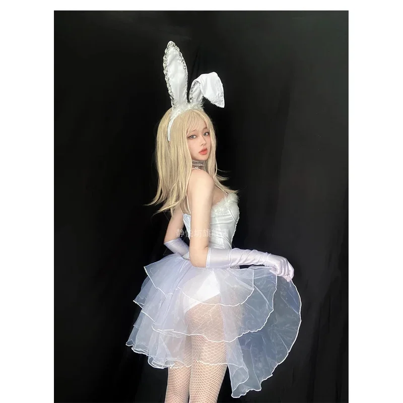 ZA01 Anime Maid Cosplay Costume Women Sexy White Bodysuit Headwear Gloves Suit Bunny Girl Cute Party Uniform Halloween EasteZa0@