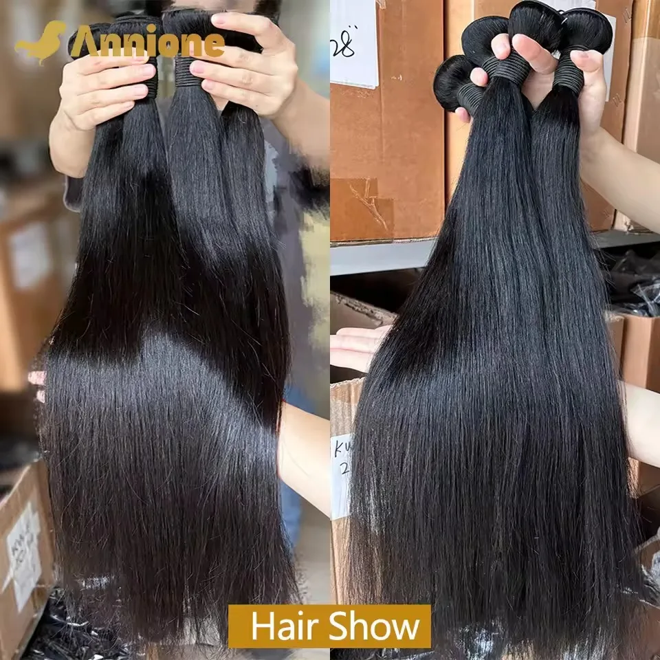 Straight Bundles 100% Human Hair 1/3/4 Raw Hair Bundles Deal Brazilian Hair Remy Extension Double Weft Hair Weaving For Women