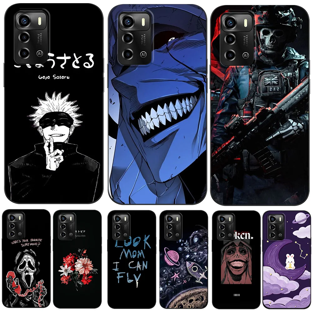 Case For ZTE Blade A72 4G Back Phone Cover Protective Soft Silicone Tpu cute anime army snake