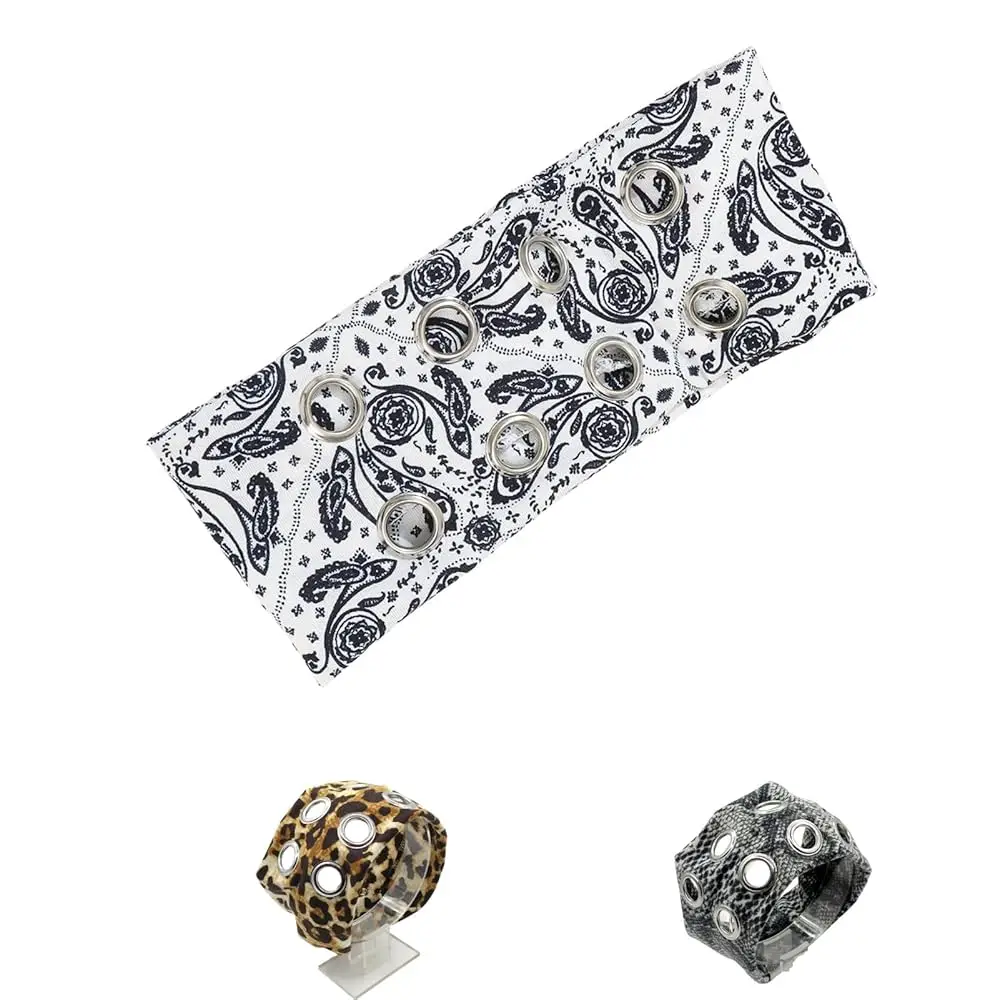 

Free Shipping Hollow Eyelet Elastic Headband,Grommet Headband,Studded Punk Style Rivet,Eyelets Elastic Stretchy Casual Hair Acce