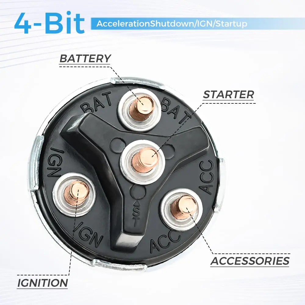 4 Position Ignition Key Switch Universal Starter Switch Replacement for Forklift  Agricultural Plant Applications Acc Off IGN