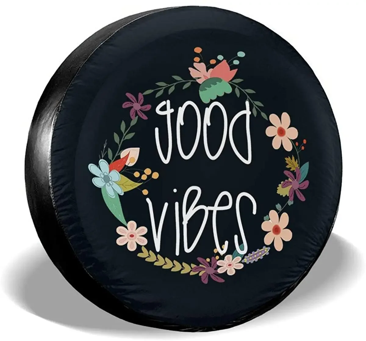 Car Spare Tire Cover Good Vibes for Car Trailer Rv Truck 14 15 16 17 Inch Waterproof and Dustproof Tire Protection Bag