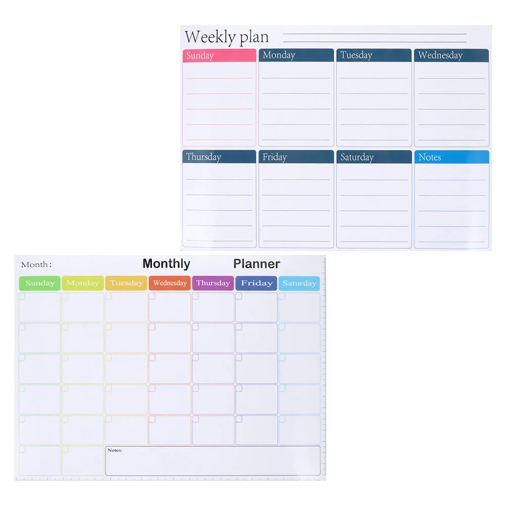 2Pcs Magnetic Plan Board Erasable Note Writing Tool Fridge Schedule Organizer Reusable Message Reminder Message Board