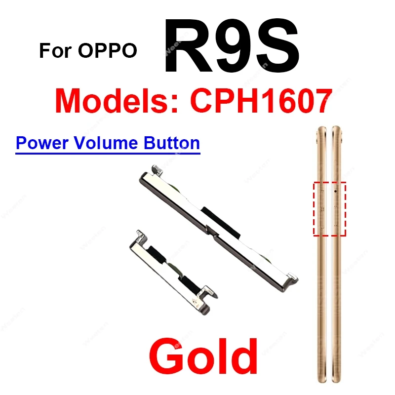 Power Volume Button For OPPO R9S R9S Plus ON OFF Power Volume Up Down Button Side Keys Flex Cable Replacement Parts