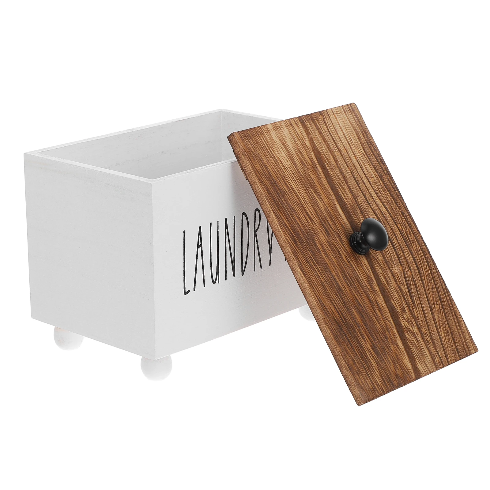 

Rustic Wood Laundry Pod Container Farmhouse Organizer Box Lid Easy Storage Bathroom Essentials Dispenser Long Lasting Wooden