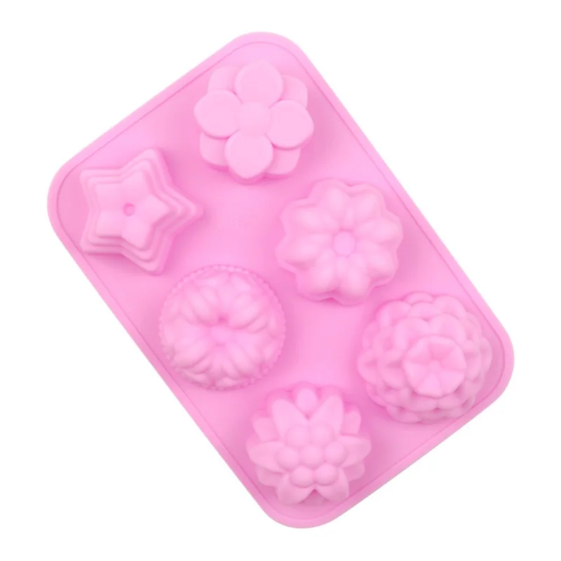 6-piece small flower silicone cake mold, aromatherapy plaster mold, cold process soap mold, DIY chocolate