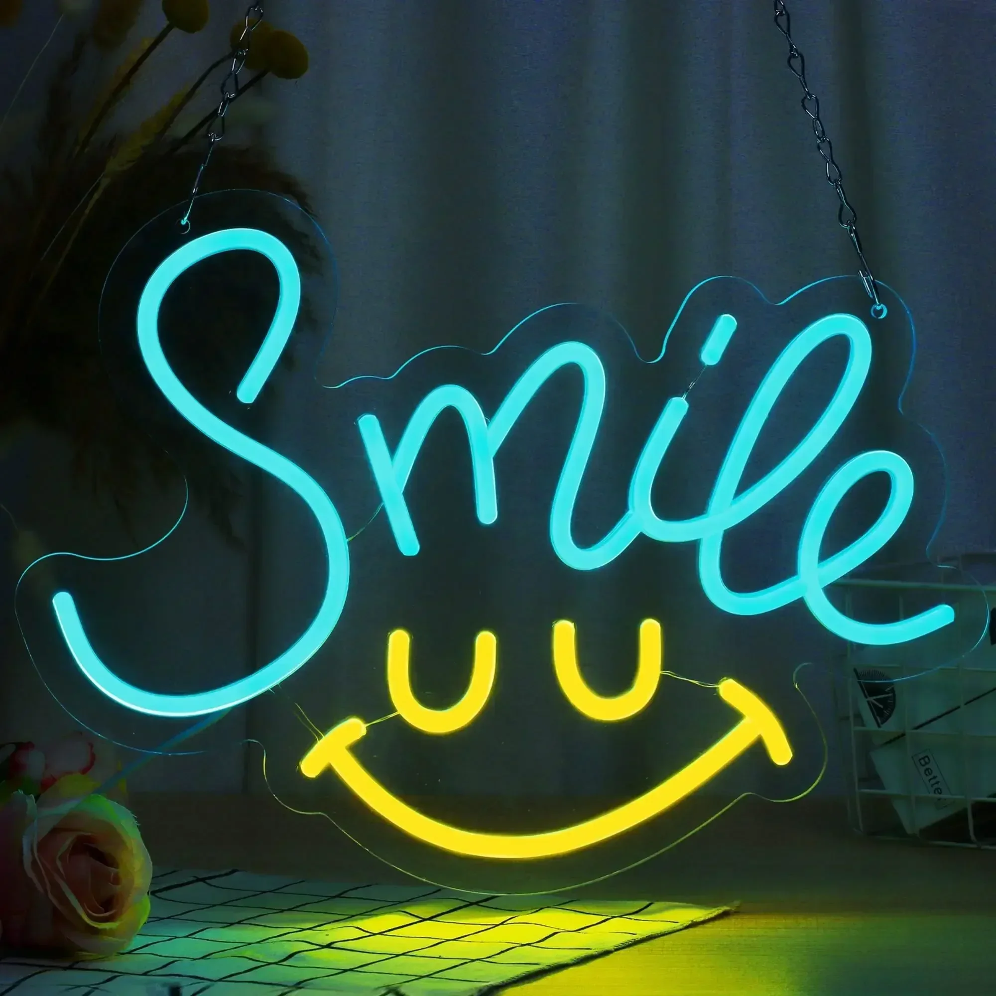 笑顔のネオンサイン、ledウォールアート、usb電源ランプ。笑顔をテーマにした装飾で、自宅、寝室、リビングルーム、カフェ、パーティー、誕生日などに最適。