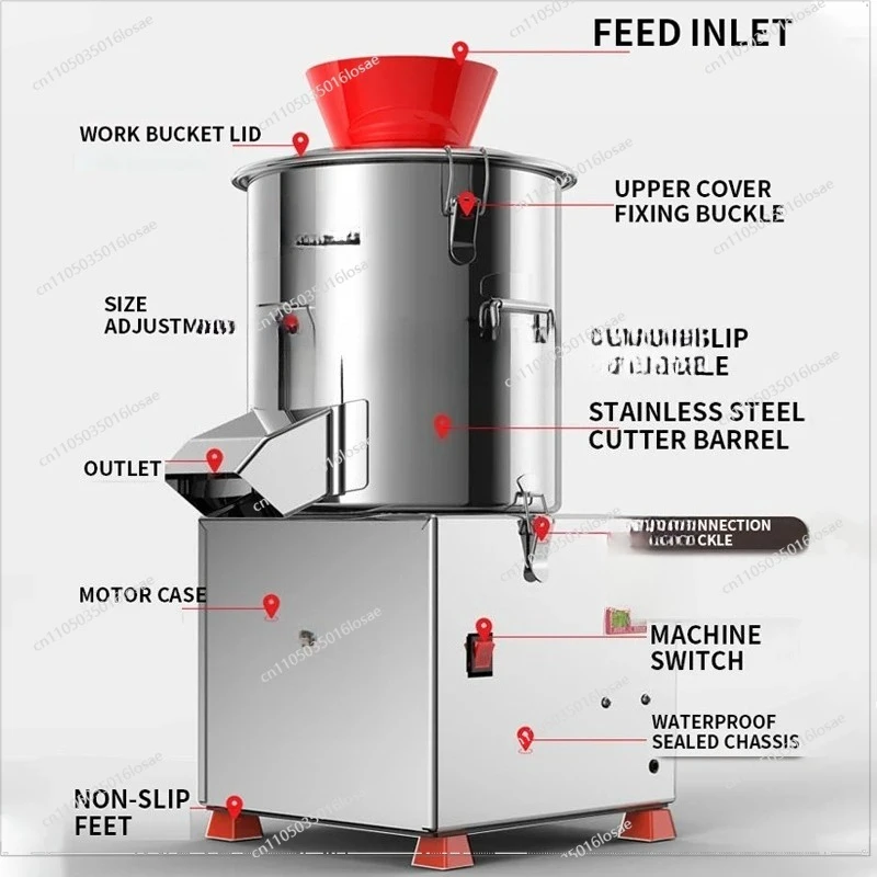 Vegetable Shredder Commercial Vegetable Cutter Electric Vegetable Grinder Brake Chopping Granule Vegetable Trapping Machine