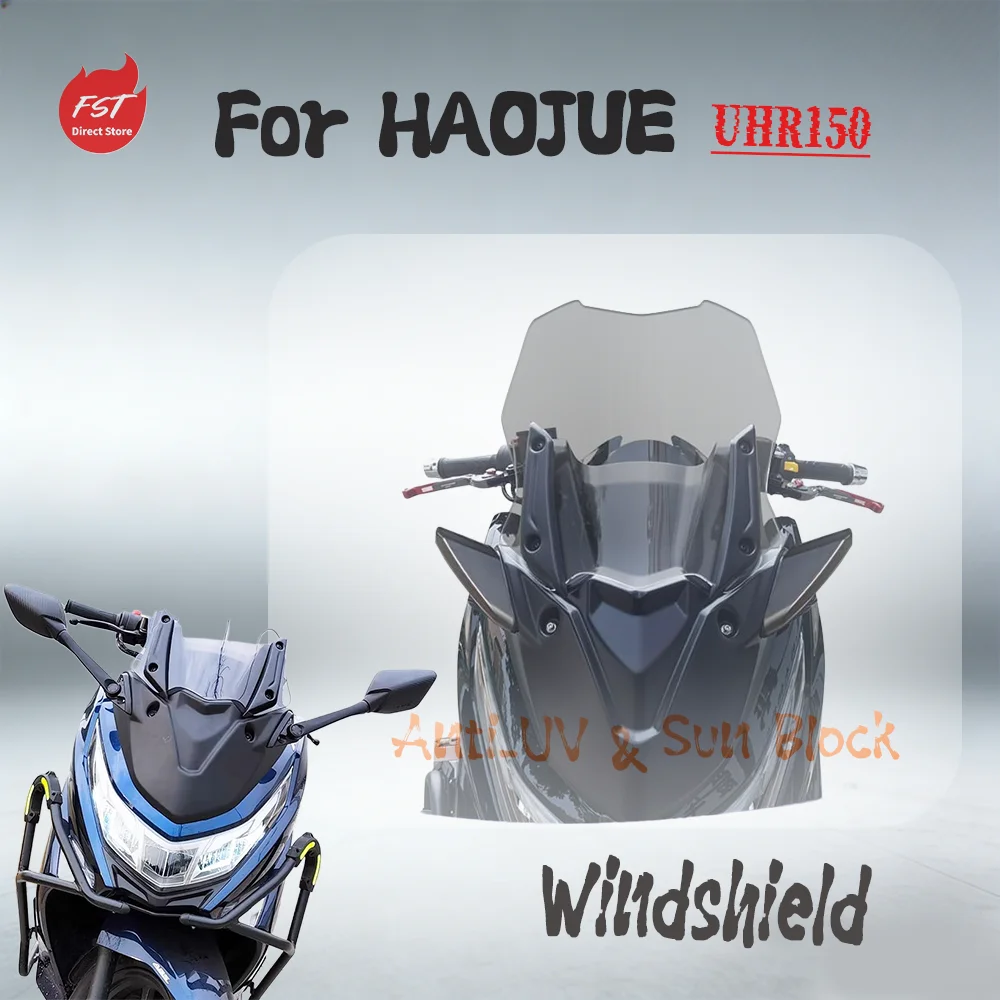 For Haojue UHR150 ABS Front Panel Windshield with Mirrors, Dedicated Modified Scooter Parts