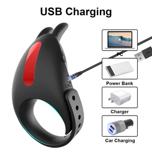 حلقة القضيب القابلة للتعديل للرجال الاهتزاز القضيب الدائري التحكم عن بعد تأخير القذف البظر تحفيز لعبة الجنس للأزواج أفضل 6 مبيعات لأطواق الجنس - رقم 2