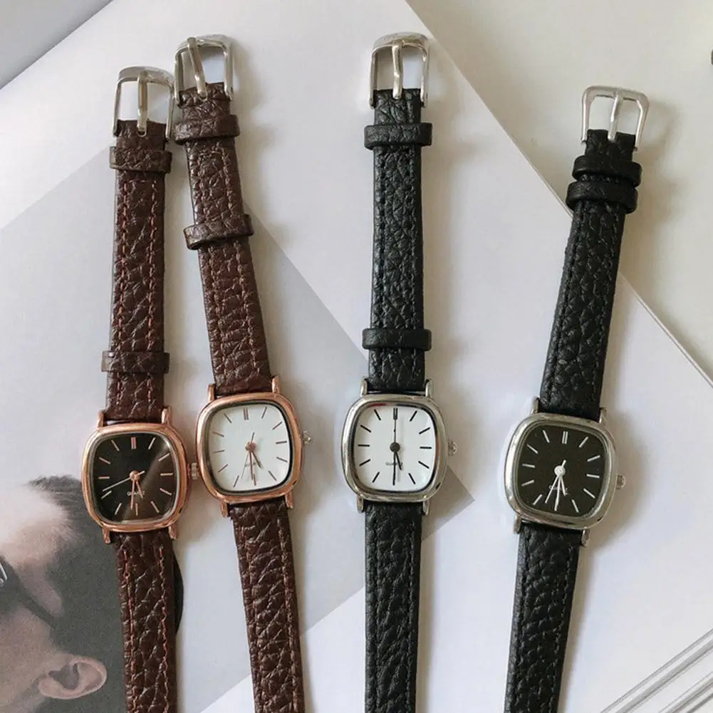 Women Watches Vintage Small Dial Watch PU Leather Strap Quartz Wrist Watch Clock Men Women Casual Simple Watch