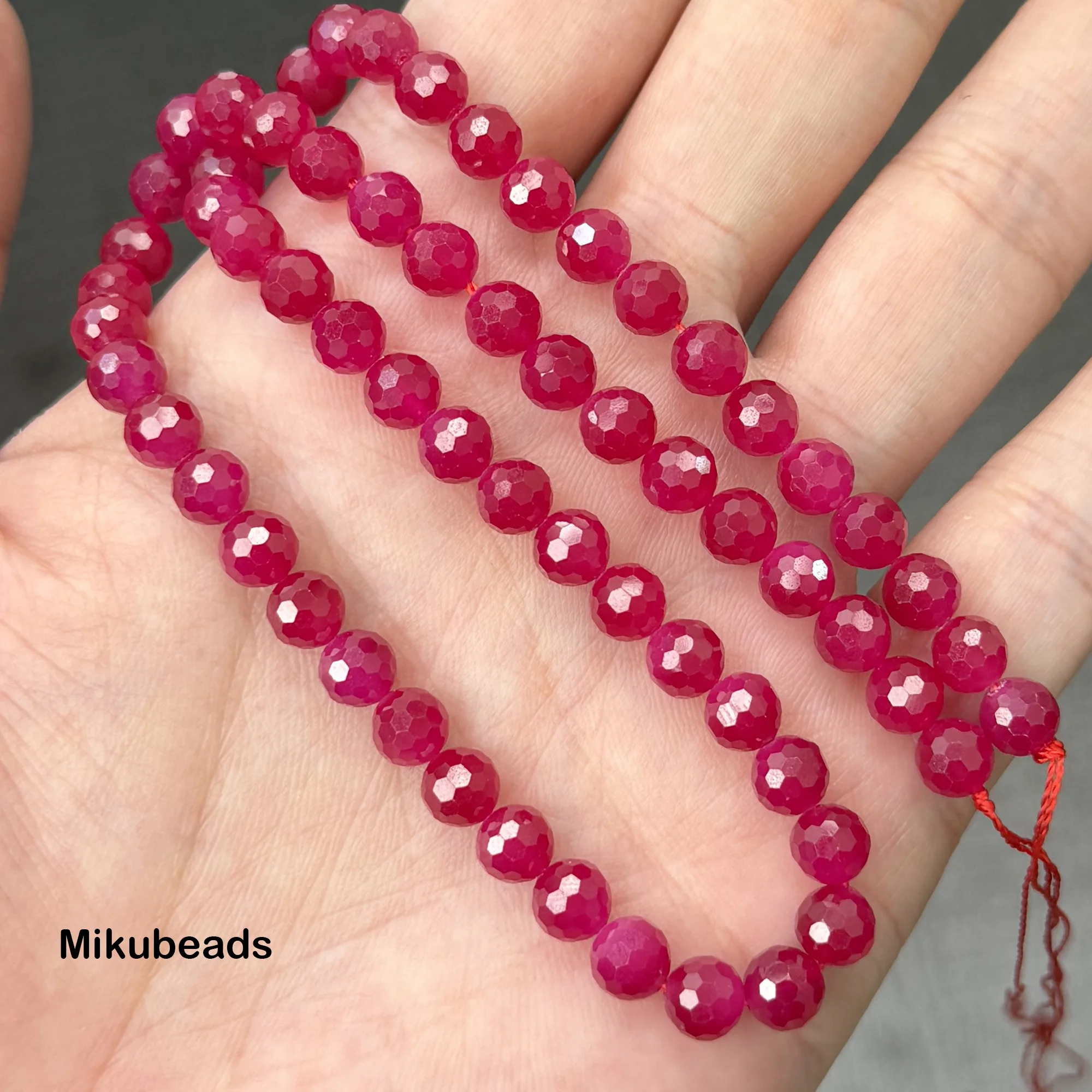 الجملة 3A 6 مللي متر مختبر روبي الأوجه الجولة فضفاض الخرز لصنع المجوهرات أساور يدوية قلادة ستراند هدية 38 سنتيمتر #3