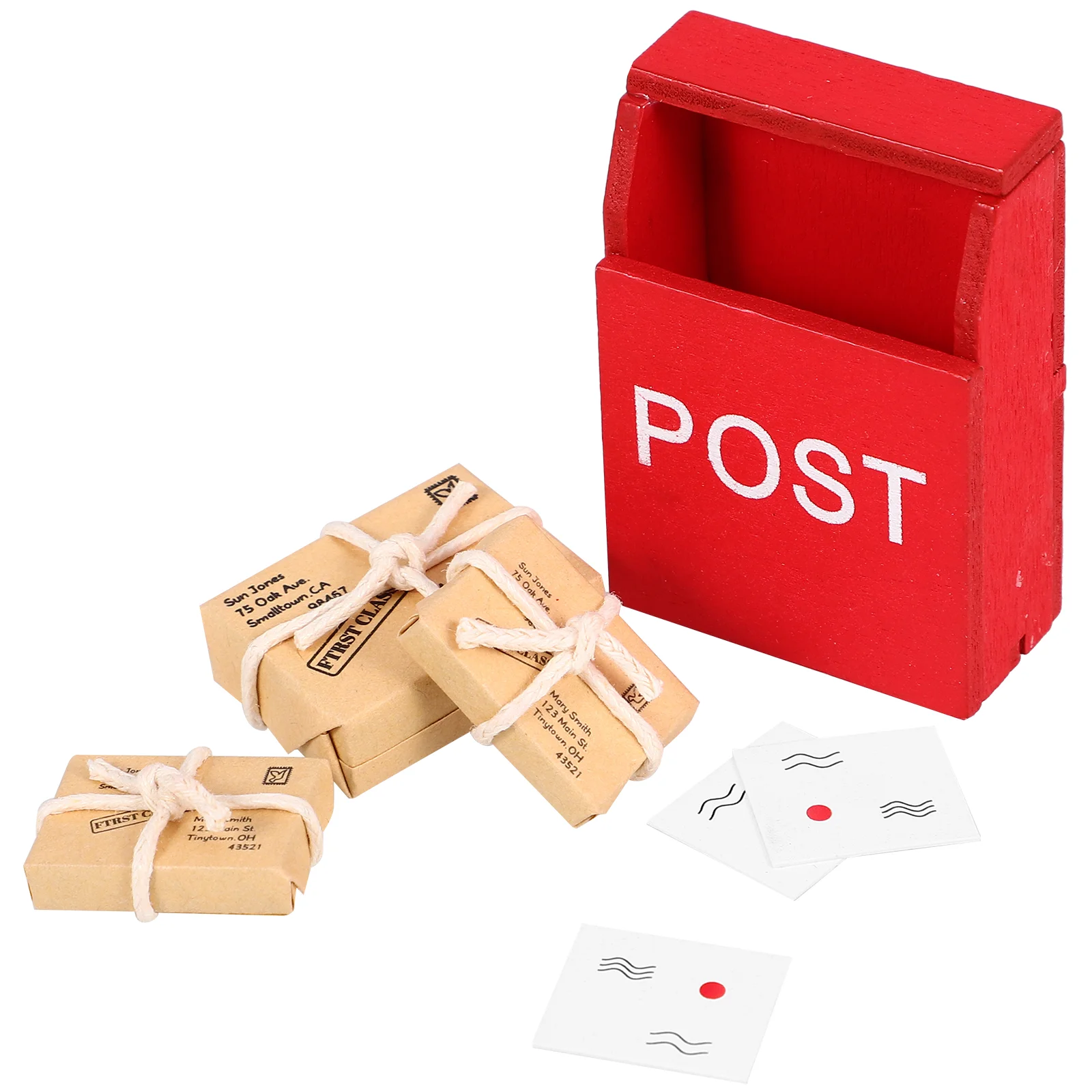 1 Set House Miniature Letter Box Ornaments Miniature Mail Sack Postcards house decoration mini mailbox model