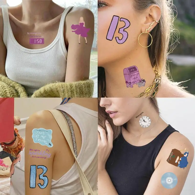 Taylor Swift Tatuagens Temporárias Adesivos para Fãs, Cool Singer, Braços, Rosto, Body Art, Tatuagem Falsa, DIY Decoração Brinquedos, Presentes, 10Pcs, Conjunto