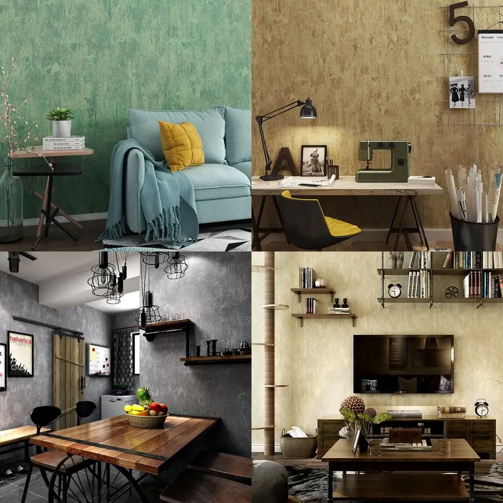 

American country style dark green solid color vintage nostalgic wallpaper non woven fabric background wall covering for bedroom