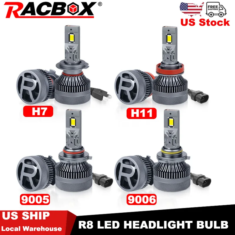 

R8 H7 H11 LED Headlight Bulbs H8 H9 9005 HB3 9006 HB4 Led Bulb 20000LM 130W Turbo Diode Lamp Auto Headlamp 6000K White Bulb 12V