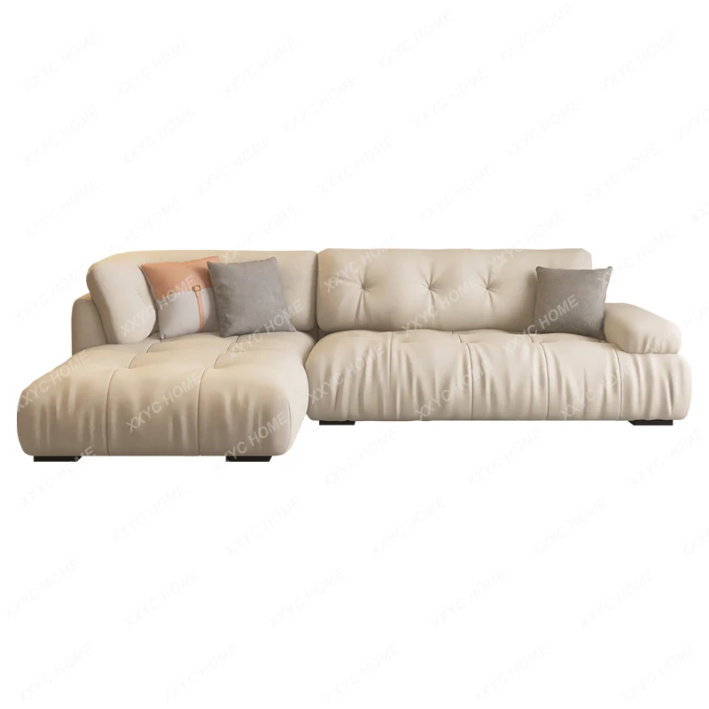 

Flannel Sofa Living Room Simple Modern Small Apartment Corner Square Fabric Cloud Sofa