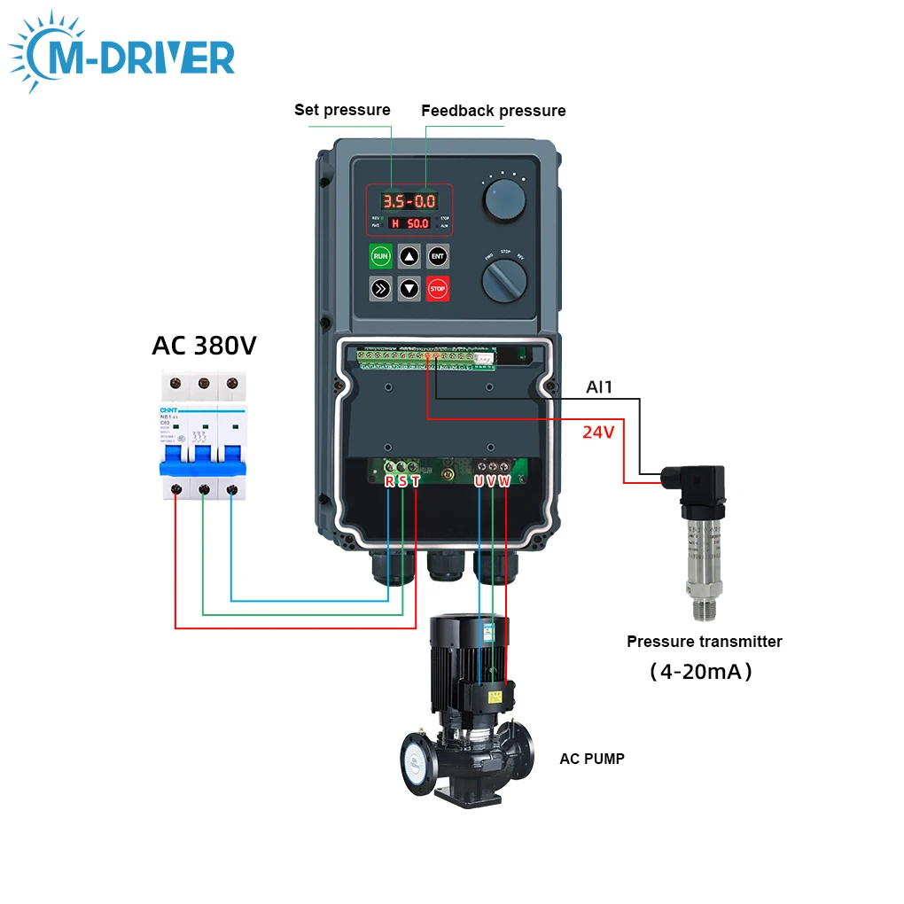 

Waterproof Frequency Converter Single Phase 220V 2.2kw Constant Pressure Control VFD for Water Pump Control