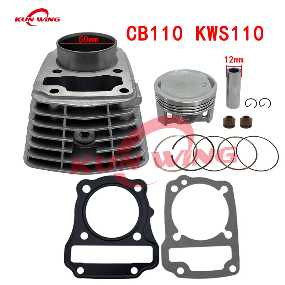 

50MM Bore Cylinder Piston Kit for Honda CB110 KWS110 Twister 109 Cm3 KWS CB 110 110CC Motorcycle Engine Parts