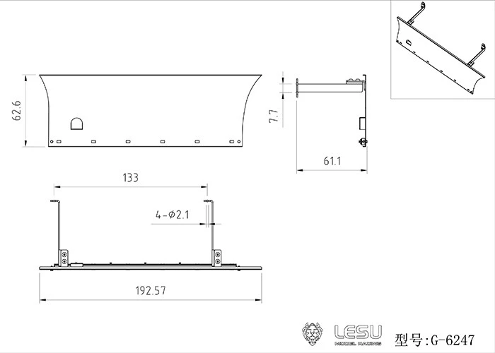 Lesu Metall-Seitenschwellerplatte für 1/14 DIY Tamiya Modell R470 R620 RC Traktor LKW Ersatzteile Spielzeug TH16488 RC Zubehör – Detail 1