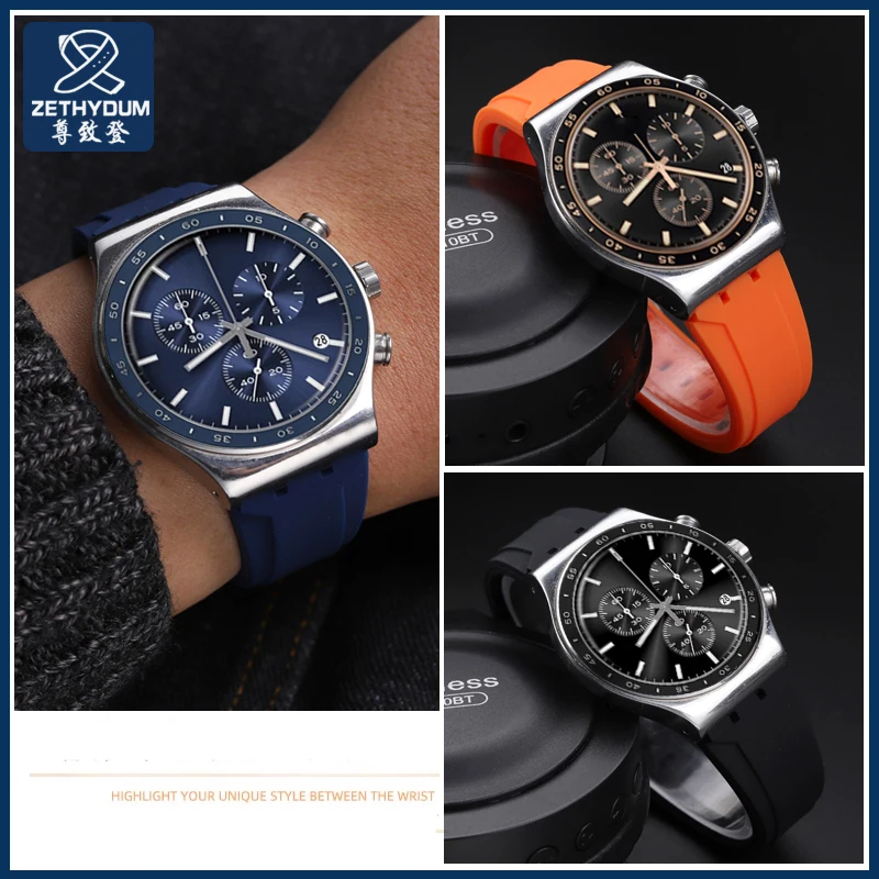 Correa de silicona de repuesto para reloj, accesorio de correa de goma para hombre, YVS420, YVS454, YVS423, 419, 413, 406, 400, 420, 19mm, 21mm