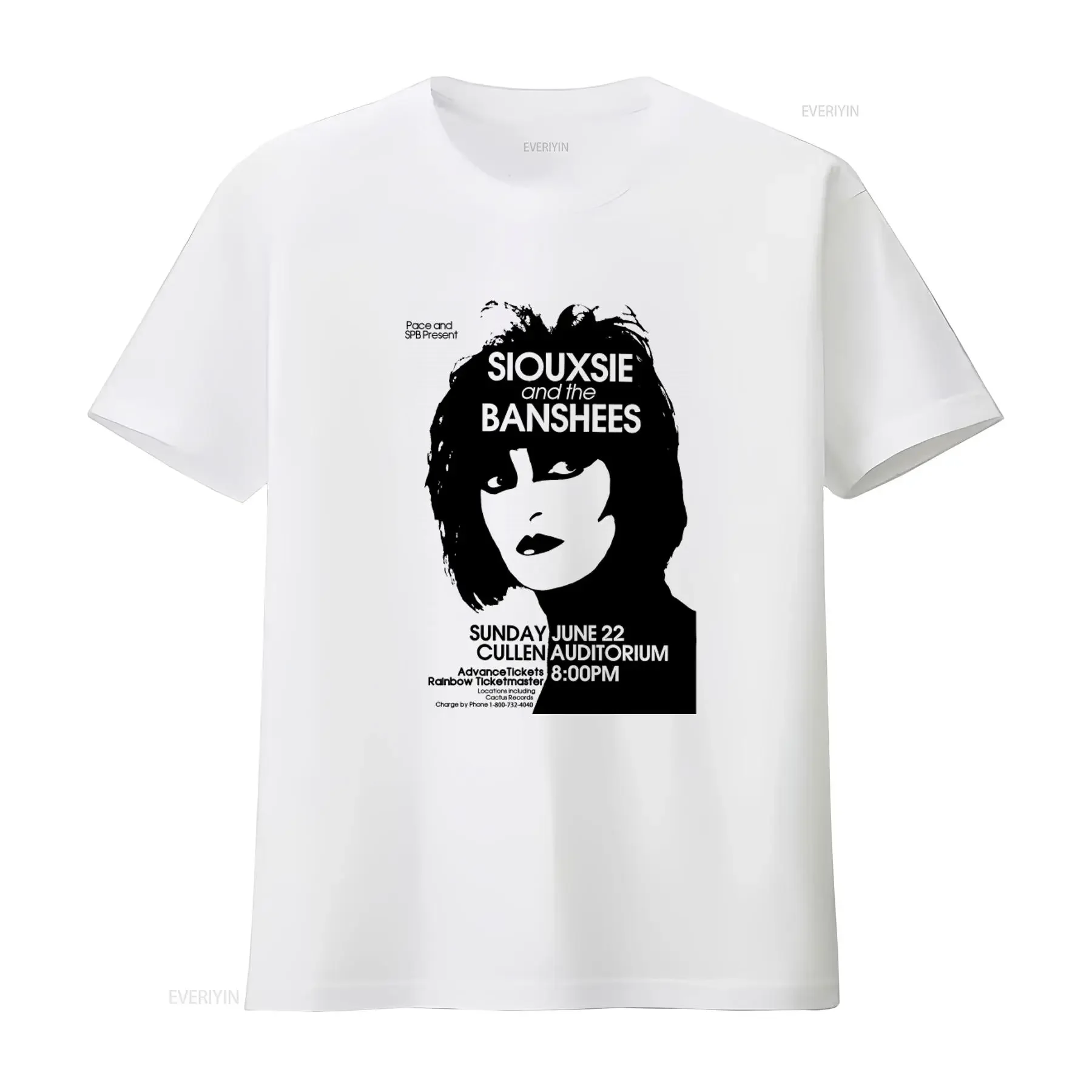 Siouxsie And The Banshees Vintage Flyer Women's T Shirt Retro Rock Band Design vintage Washed Top For Everyday Wear Casual