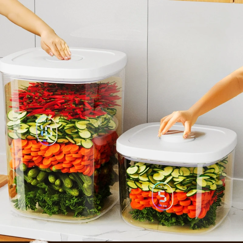 Food Grade Kimchi Container,Large Capacity,Salted Vegetable Jar,Sealed Storage Boxes,Negative Pressure Exhaust, Kitchen Utensils