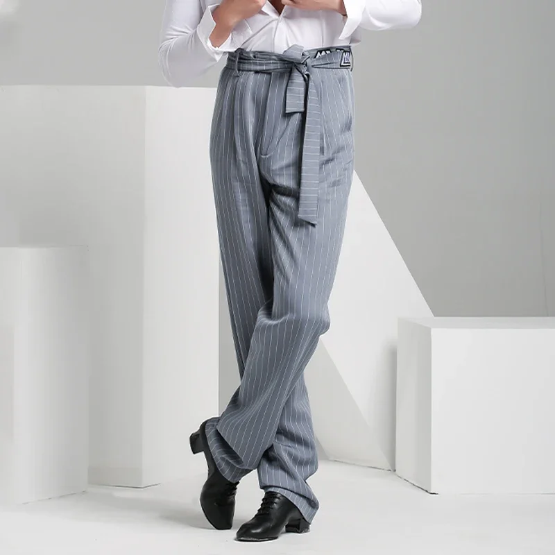 

Performance Costume Tango Dancewear Modern Dance Outfit Stripe Salsa Trousers Latin Pants Men Ballroom Practice Wear