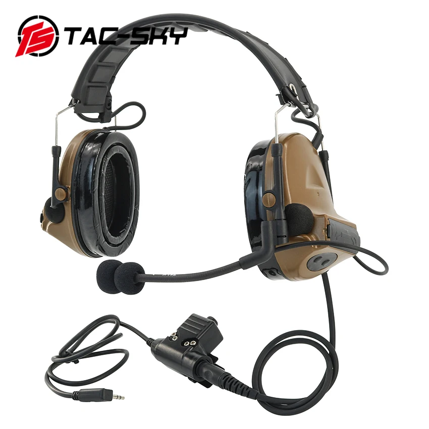 TS TAC-SKY Tactical Headset C2 COMTA II Walkie PTT Headset with KENWOOD Plug U94 PTT for Hunting Shooting