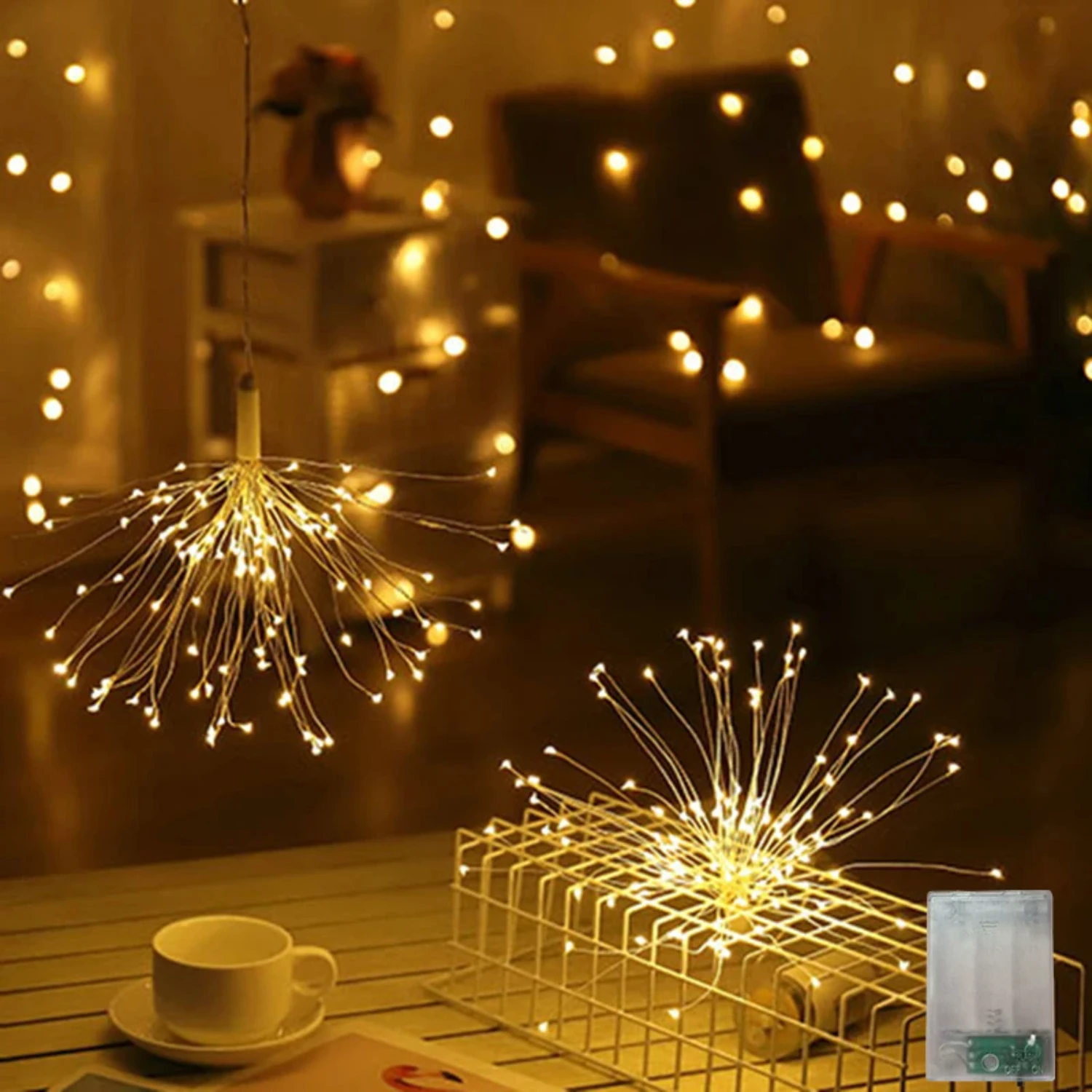 Festive Battery-operated LED Fireworks Fairy Lights for Christmas Ornaments Xmas Tree Party Wedding Decor - Gorgeous Year's Garl