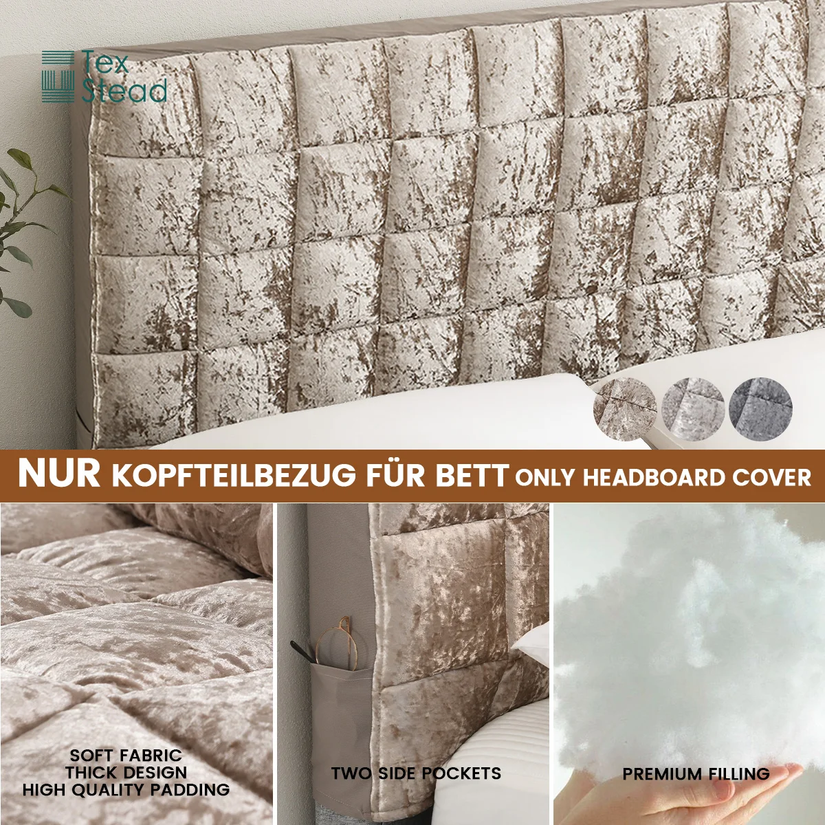 Headwear Double Bed Single Padded Elastic Protection Plain Cover for Decoration Bedroom Dust Cover