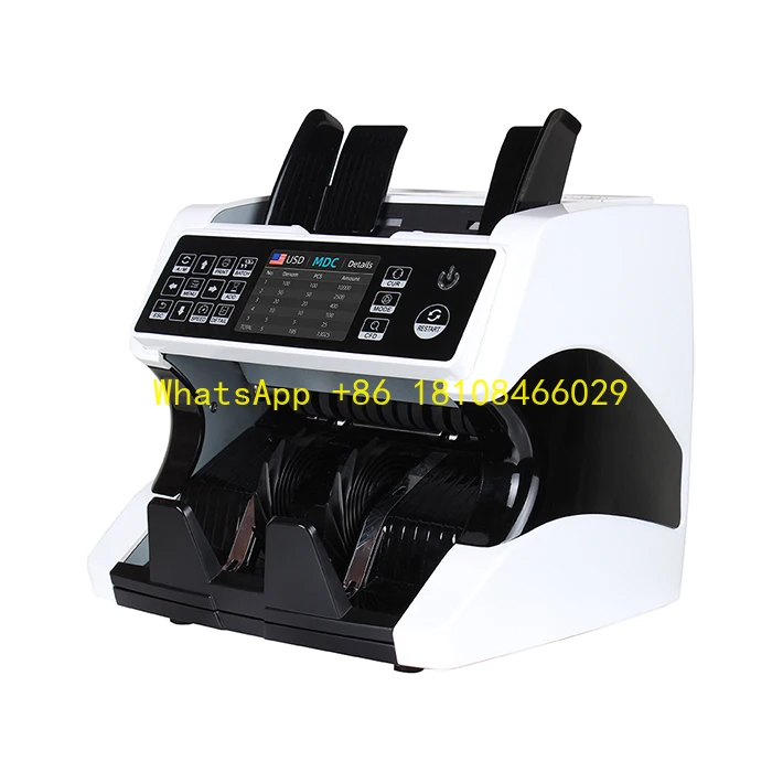 Machine Bank Note Counter with  CIS Function 2023  New Top Loading Dual CIS Money Detector Mix Value Counter Cash Counting