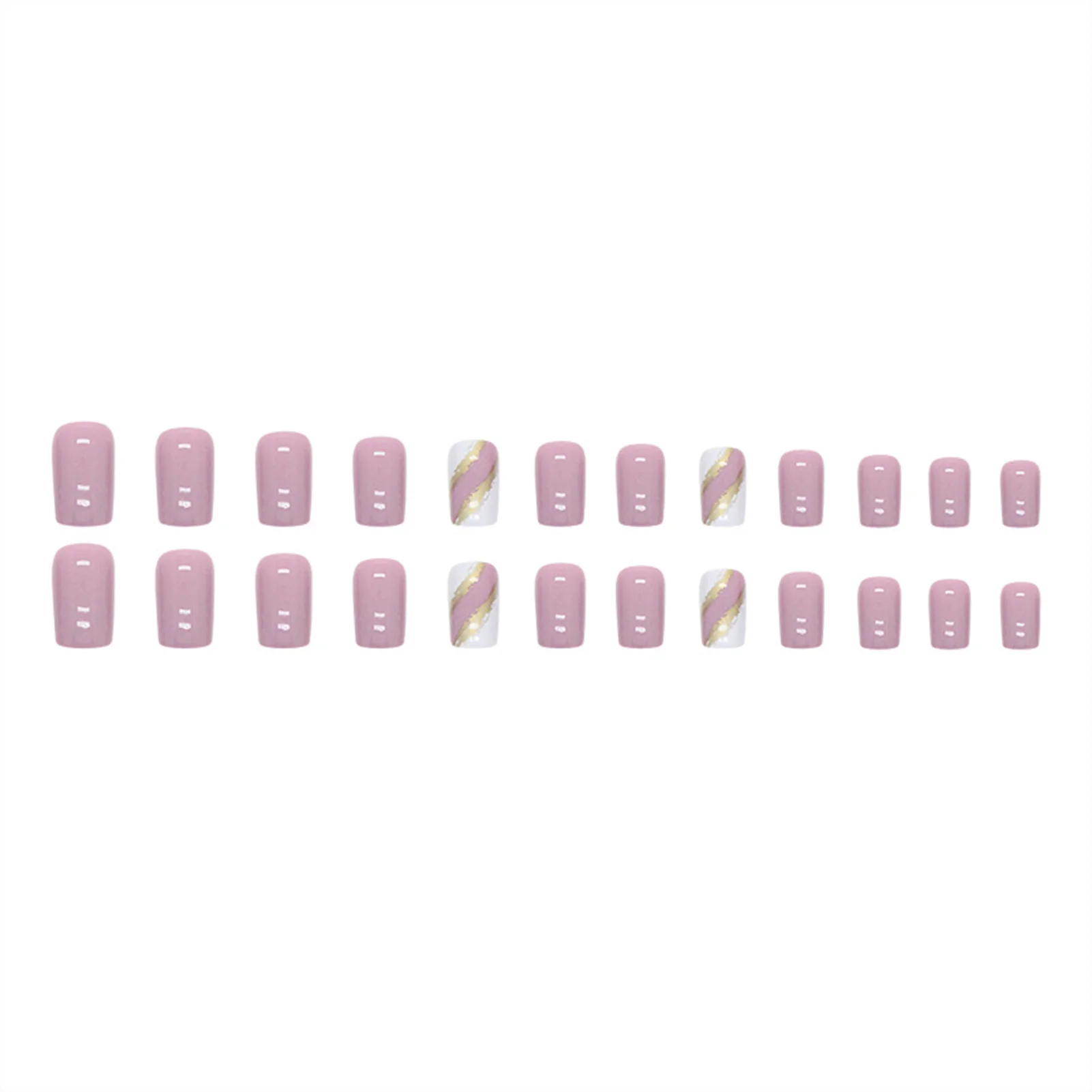 Gold Foil Pale-Mauve Fake Nails Environment Friendly ABS Resin Material Nails for Professional Nail Salons