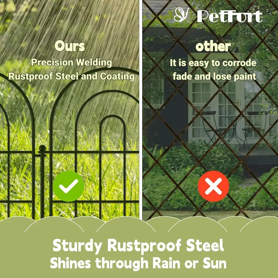 

Панели для ограждений, 17 дюймов в высоту x 20 футов в длину, ограждение для клумб, барьер для мелких животных, 19 шт. металлических декоративных ограждений-бордюров с кольцами.