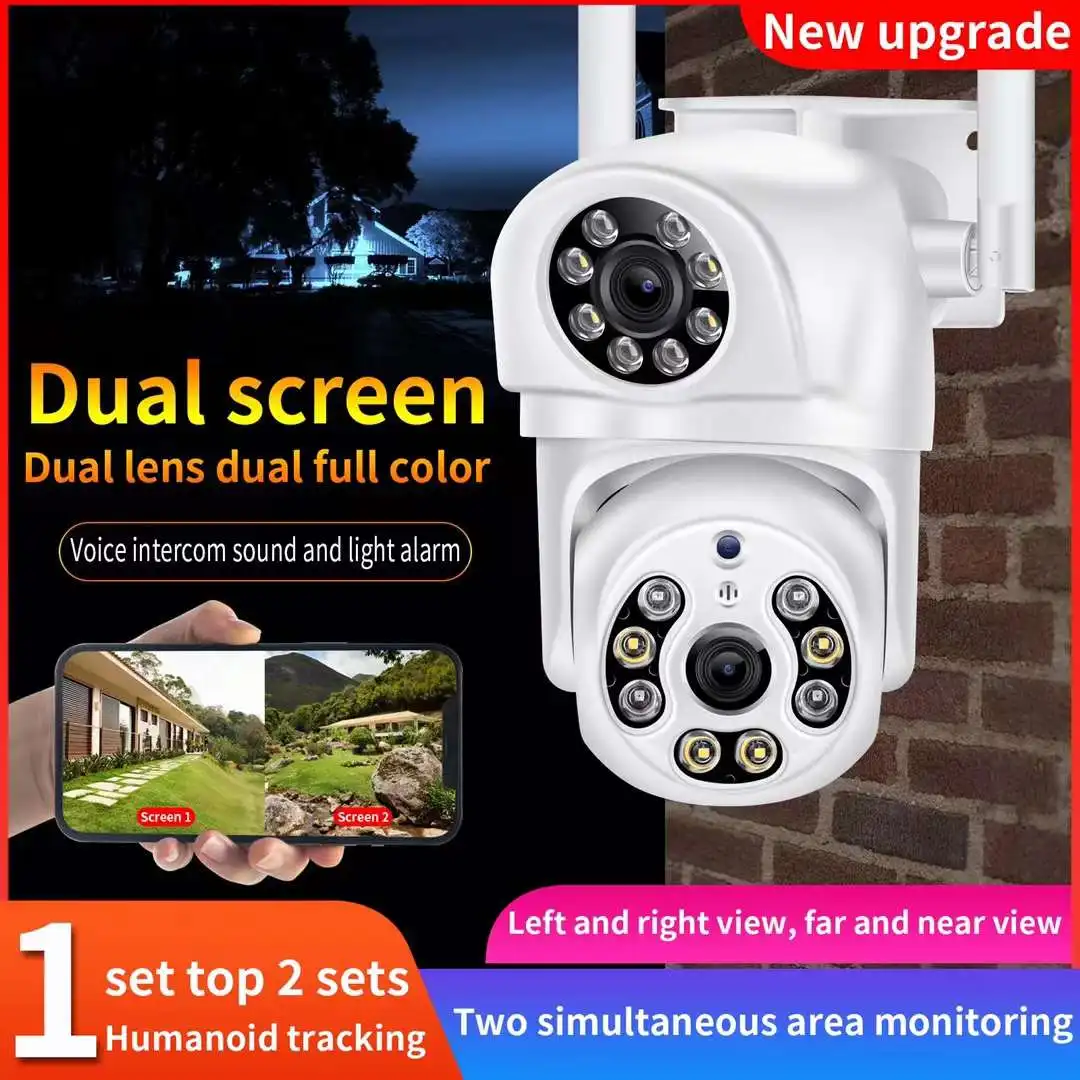 4MP UHD IPC360Home APP Dual Lens Double Screen PTZ  IP Dome Camera AI Humanoid Detection Full Color  CCTV Intercom Baby Monitor