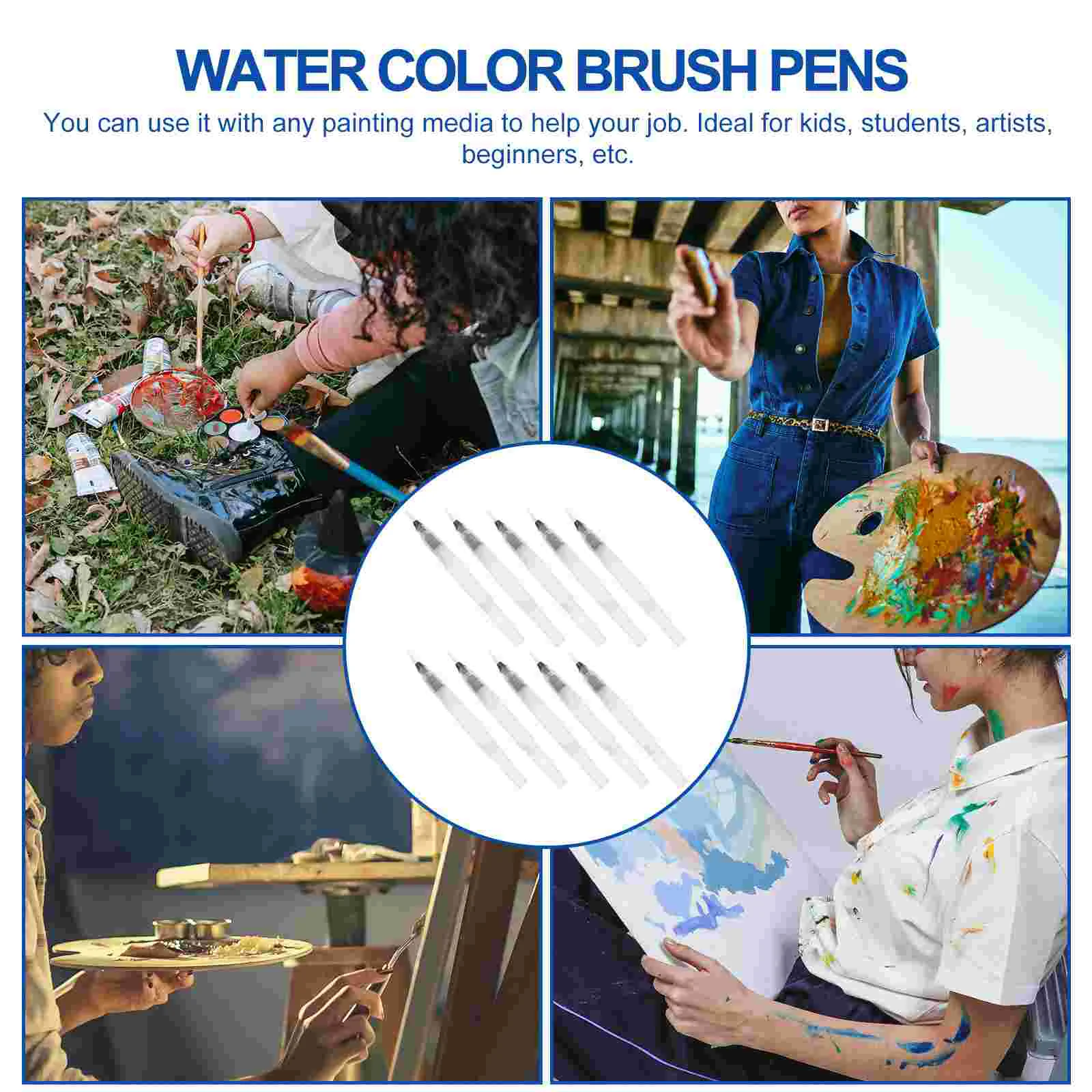 10 Pcs Ink Pen Water Color Brush Pens Paintbrush Soluble Colored Pencils Coloring
