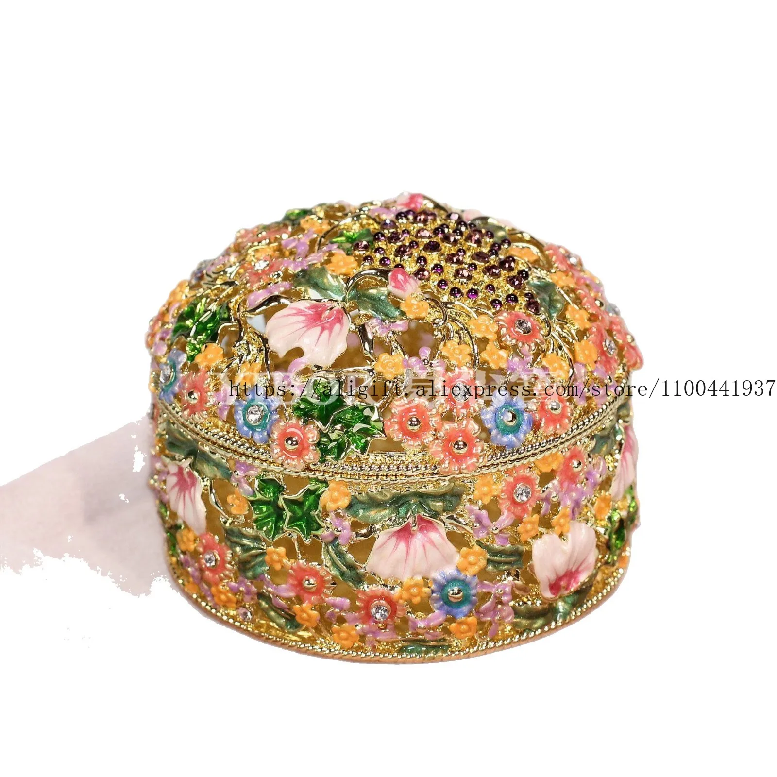 

Vintage Enamel Jewelry Box with Grape Floral Design Handmade Metal Trinket Storage Box Bracelets Rings Keepsakes Decorative Gift