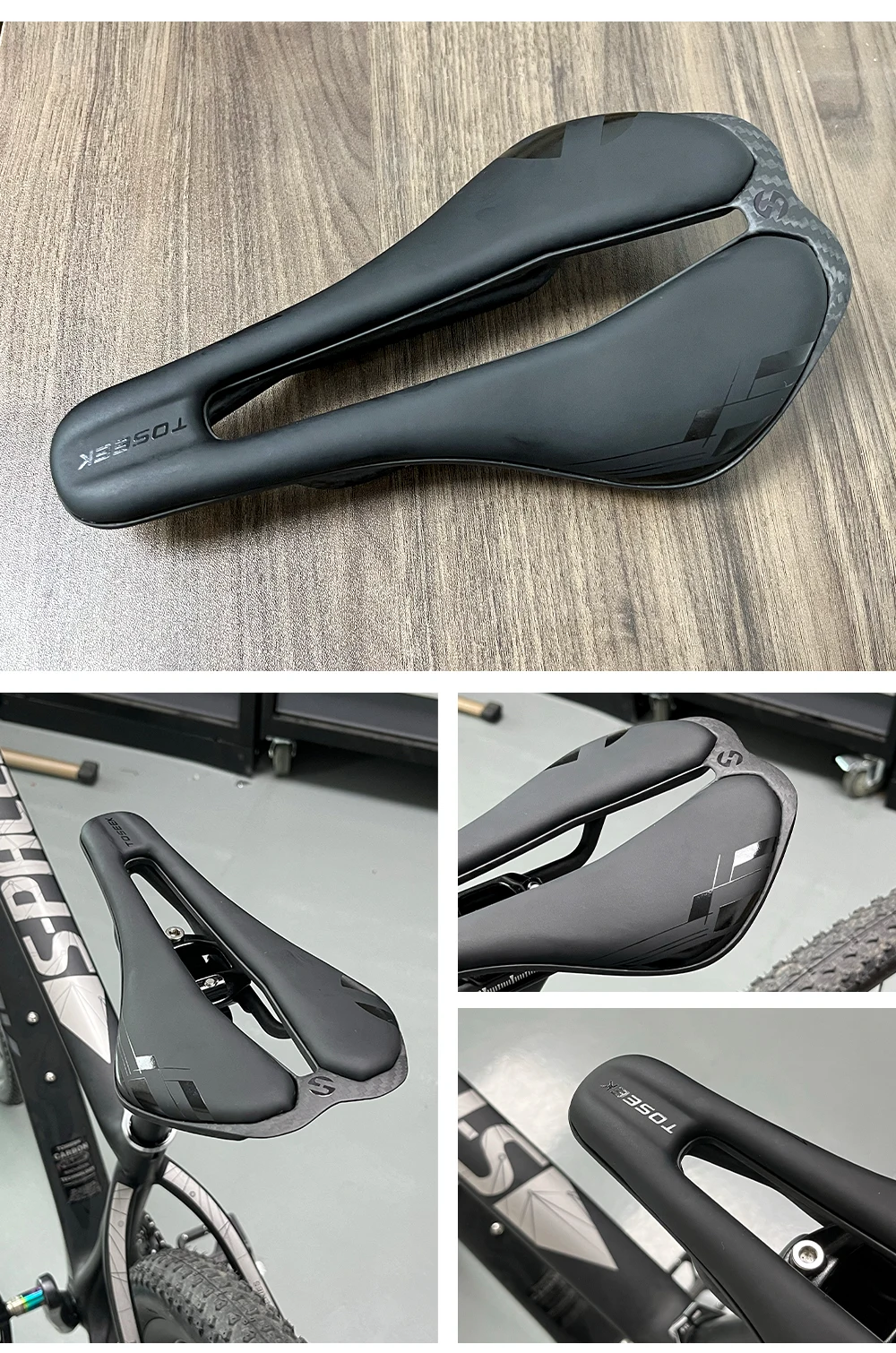 TOSEEK 3D-Gedruckter Fahrradsattel Ultraleichter Carbonsattel 245*135mm 135g Fahrradsitz für MTB Gravel Rennrad Fahrradteil – Detail 13