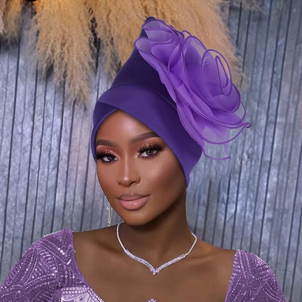 

Африканский женский цветок тюрбан, мусульманский хиджаб, капот, платок, Нигерия, свадебная вечеринка, головной убор, авто Геле, повязка на голову, шляпа, головной убор