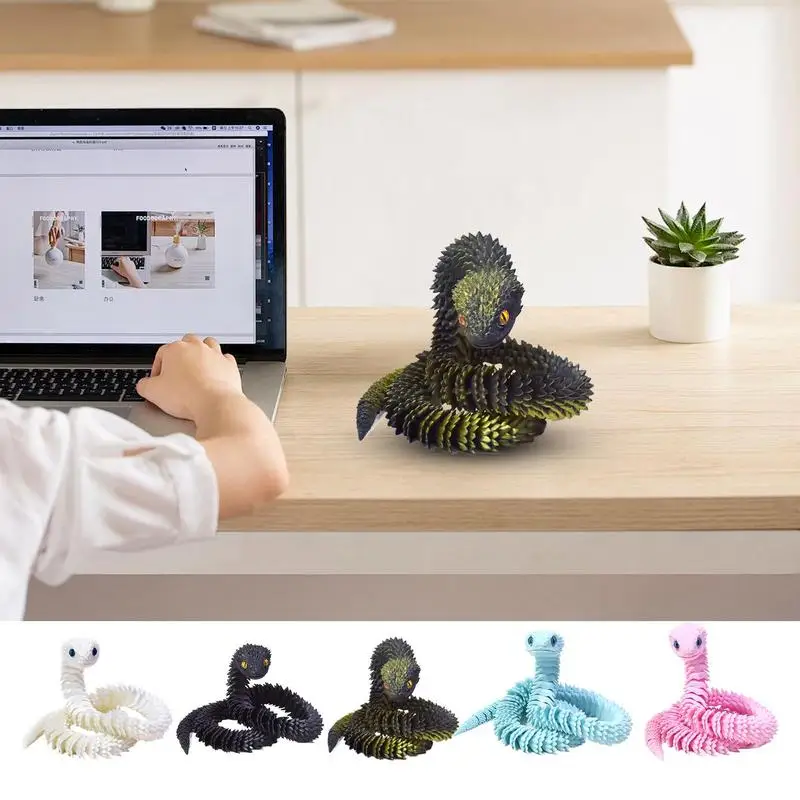 3D Snake 18 Inch Articulated 3D Animal Toy 3D Printed Stuff Flexible Executive Desk Toys Snake Figurine for Children's Day