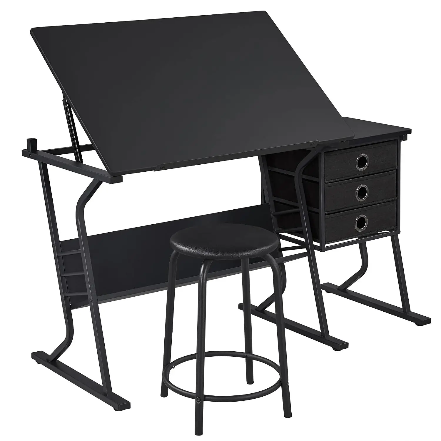 Tilting Drafting Table Art Desk With Stool & Drawers, Customized