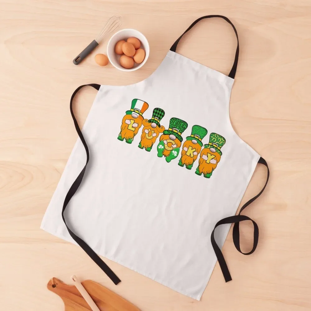 

5 Cute Irish Gnomes Leprechauns Lucky Green Shamrocks Apron Kitchenware For Kitchen Women Kitchen Apras Man Apron