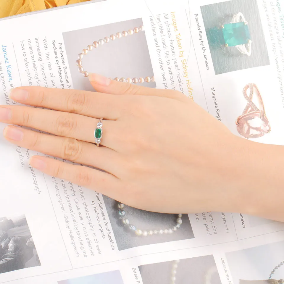 

Nano Emerald Rings Bezel Setting 925 Silver Rings Birthday Gift Fashion Jewelry