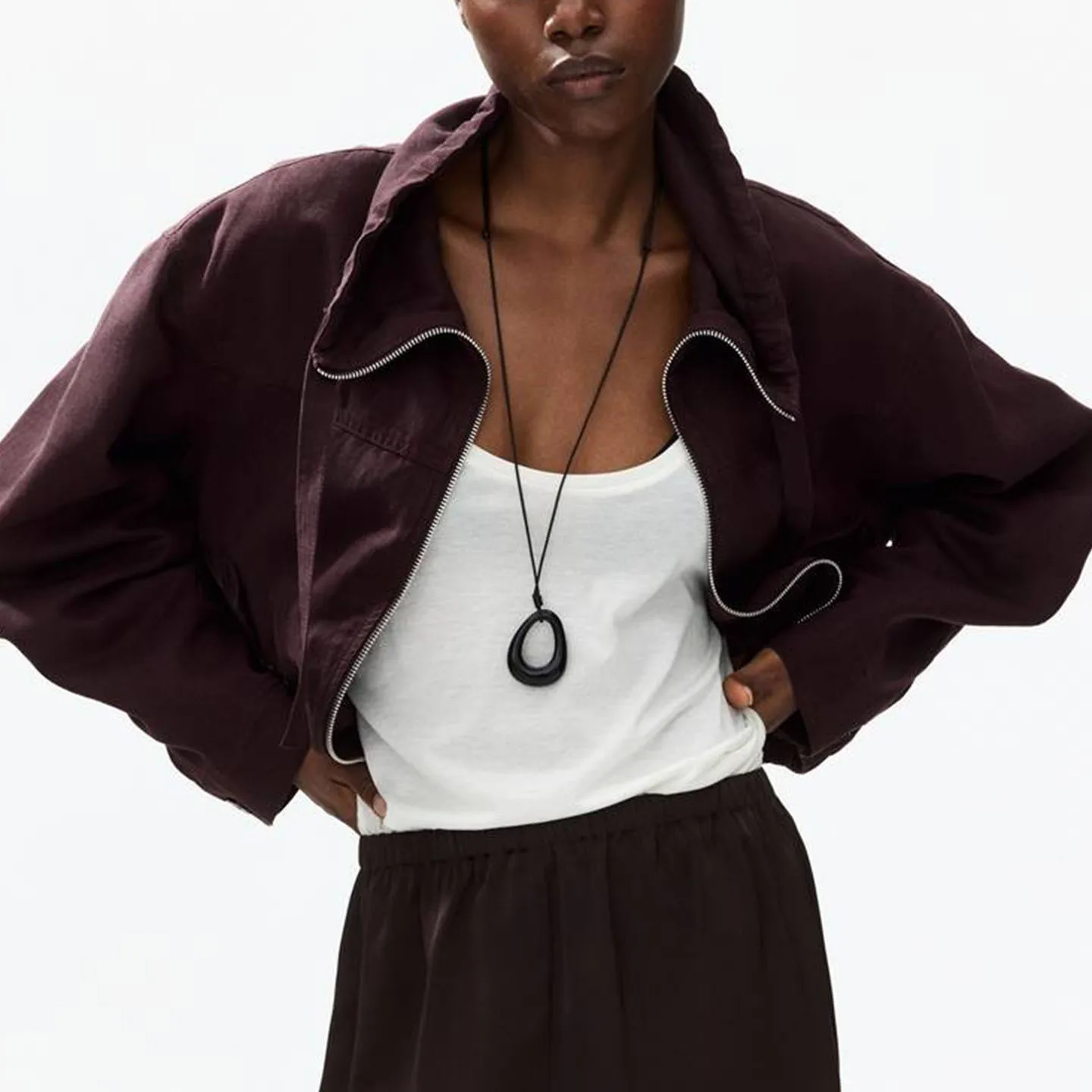 Fashionable Zipper Long Sleeve Stand Collar Jacket Women's Autumn Wear Versatile Personal Style ZADATA Standard Fit Short Coat