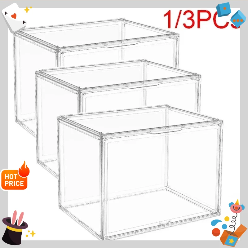 Large-capacity acrylic storage box organizer, dustproof display box, stackable design, home desktop storage and collection box
