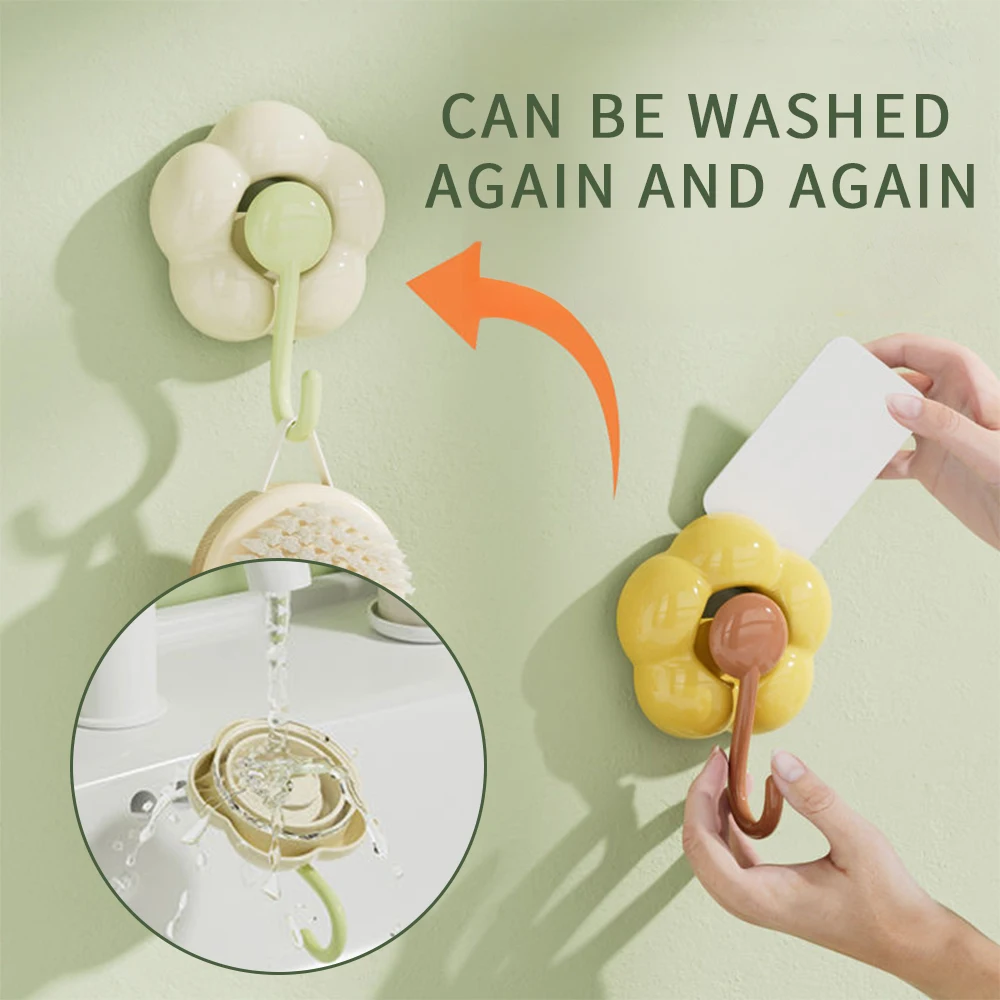 Creative Punch-free Flower Suction Cup Hook Multi-functional Bathroom Kitchen Reusable Traceless Hook Powerful Storage Rack